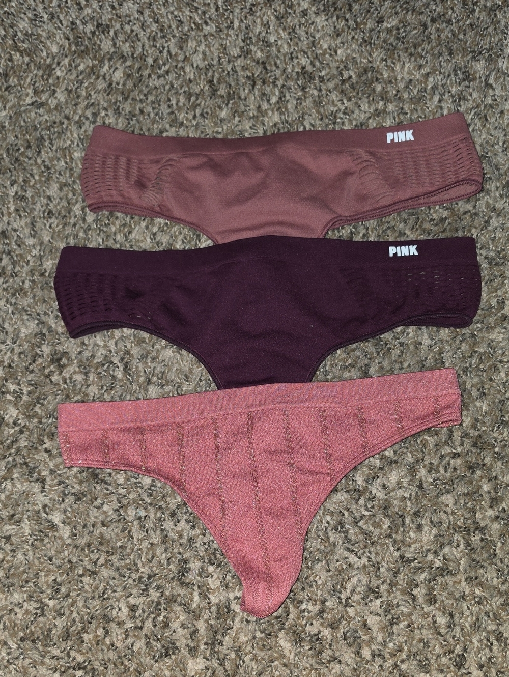 Victoria's Secret And PINK VS 3 Pairs Of Thong Underwear! Great Condition! Sz XS